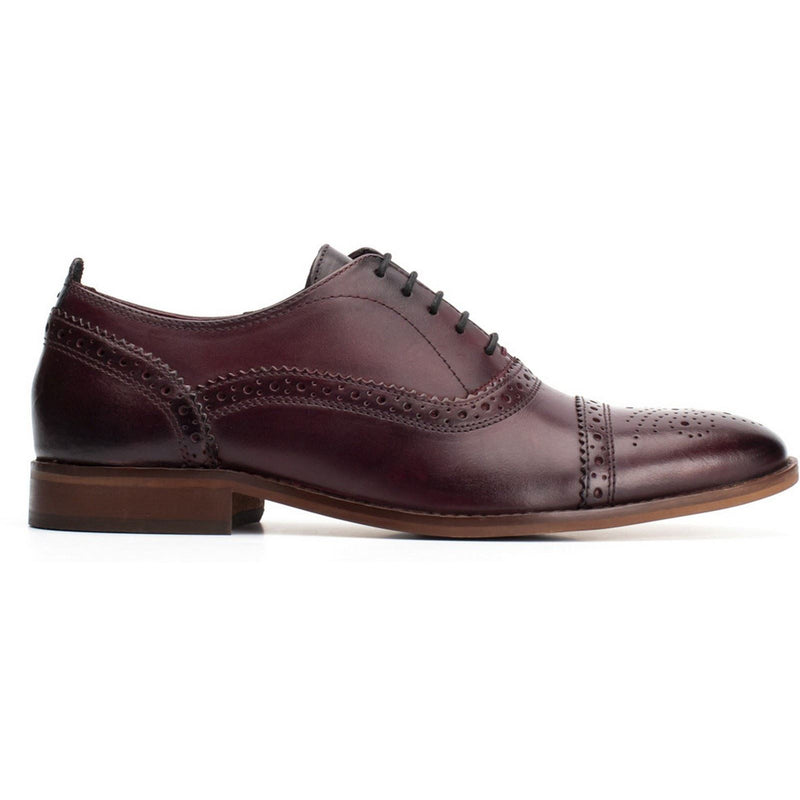 Base London Cast Washed Chaussures Richelieu En Cuir Rouge Foncé Pour Hommes