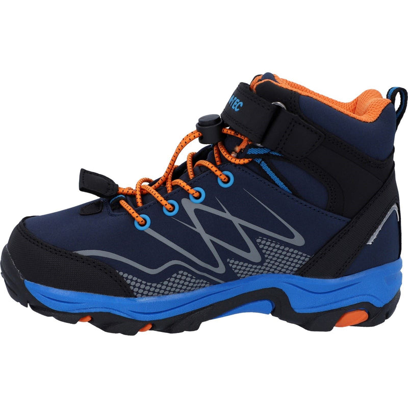 Hi-Tec Blackout Mid Chaussures De Randonnée En Softshell Pour Garçons En Polyester Bleu Marine/orange/bleu Lac