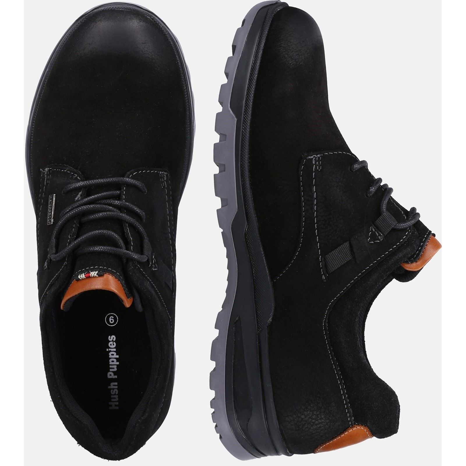 Hush Puppies Pele Chaussures En Cuir Pour Hommes, Noir En Nubuck À Lacets