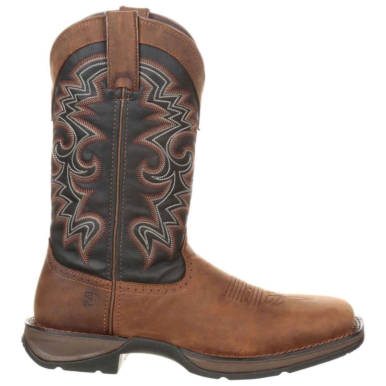 Durango Rebel Chaussures En Cuir Pour Hommes En Chocolat/minuit