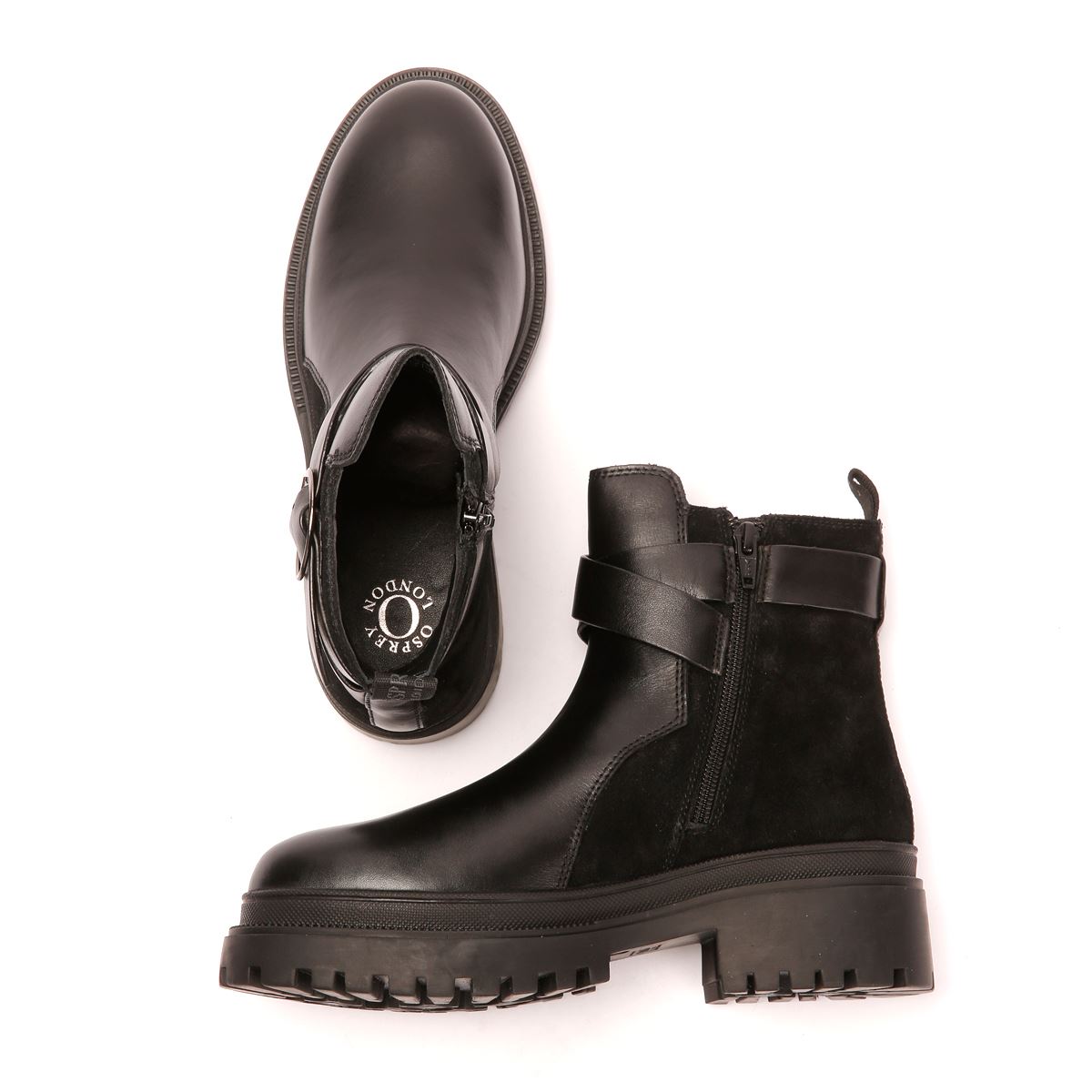 Osprey London The Boston Bottes Noires En Cuir Pour Femmes