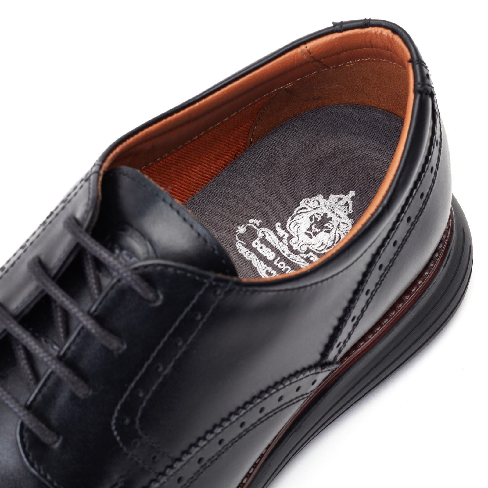 Base London Flight Chaussures Richelieu Pour Hommes En Cuir Noir