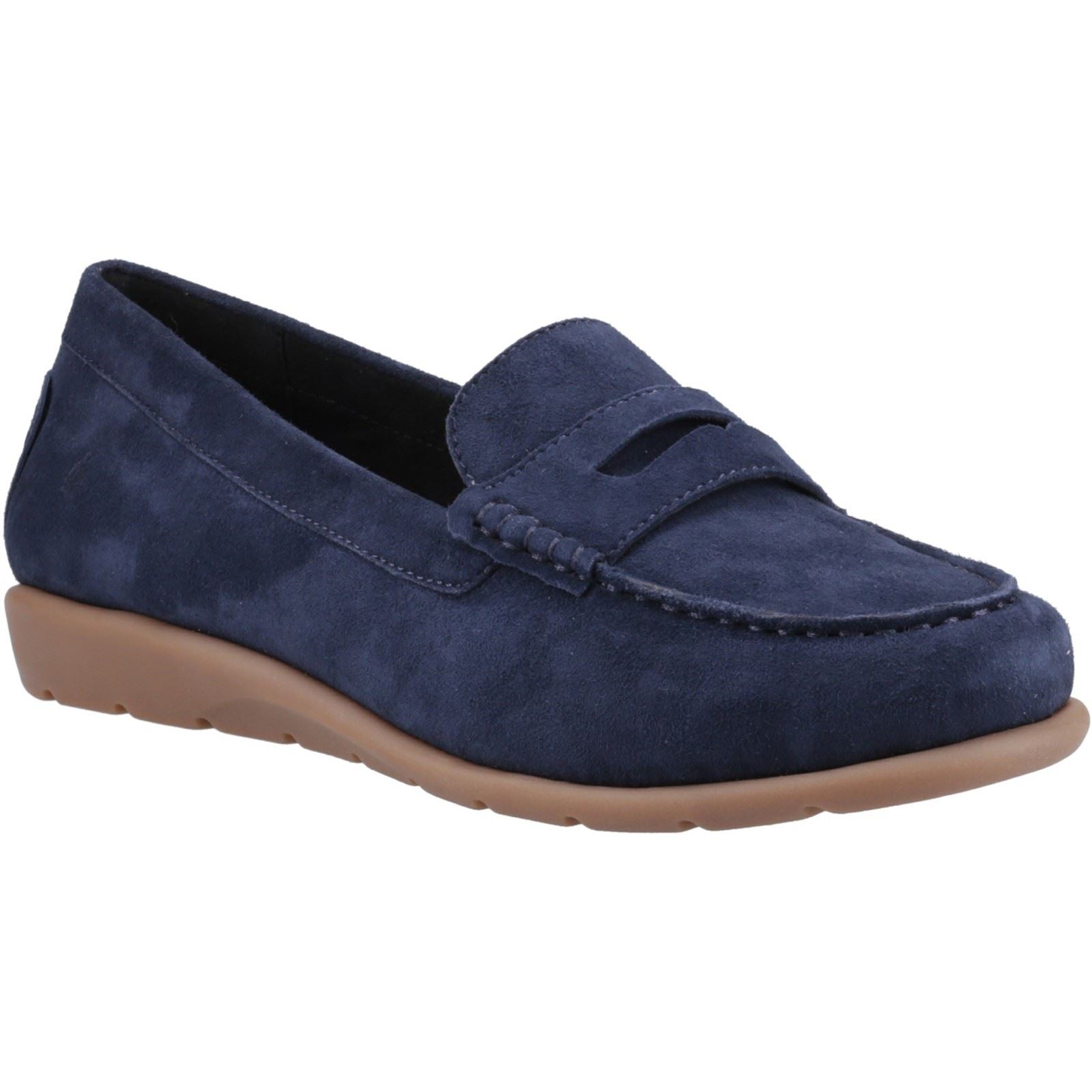 Hush Puppies Shelby Femmes Mocassins Marine En Daim