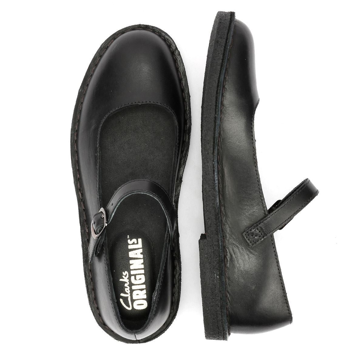 Clarks Originals Desert Jane Chaussures Noires Pour Femmes En Cuir