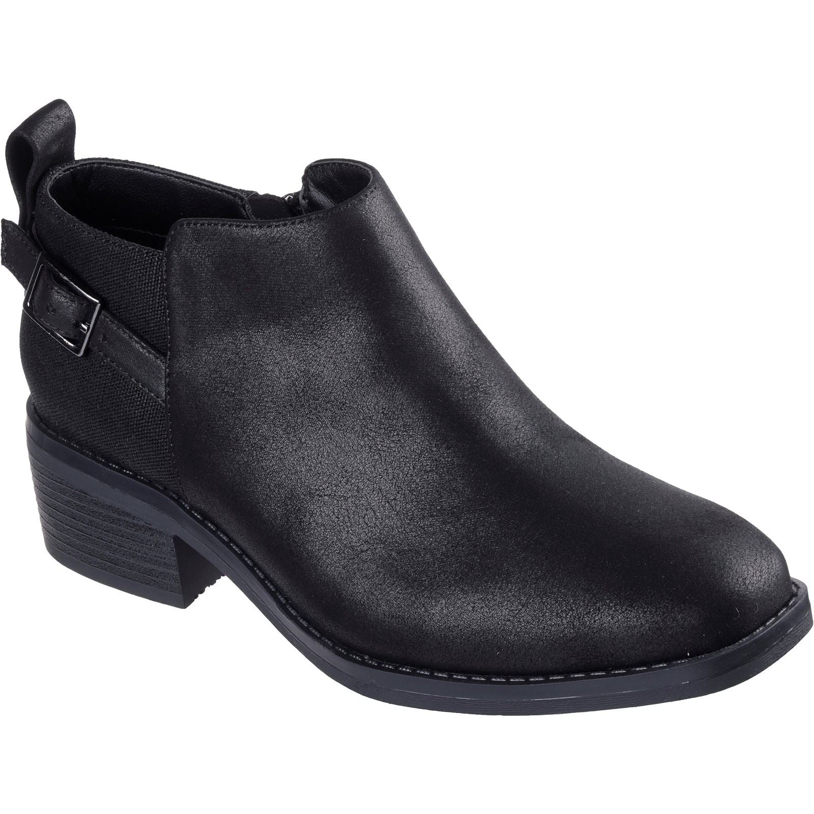 Skechers BOBS Wander Luxe Bottines À Talons Noirs Pour Femmes En Textile