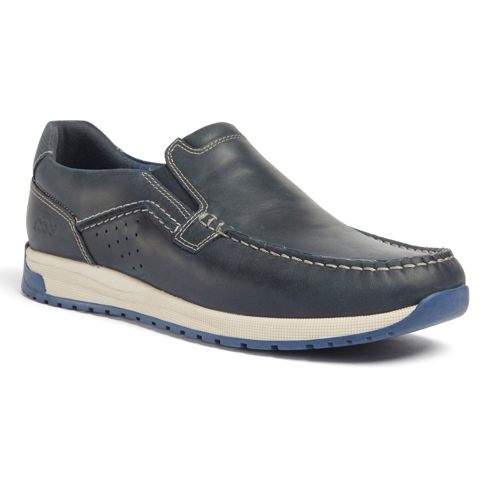 Pod Sean Chaussures Bateau Pour Hommes En Cuir Bleu Marine