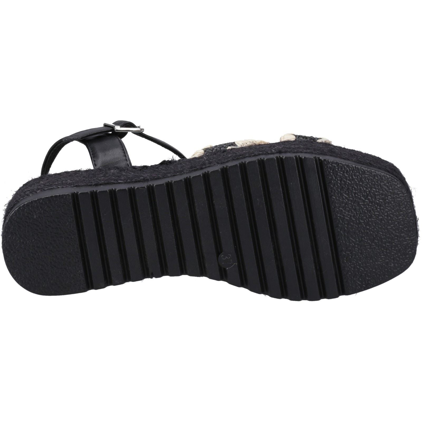 Hush Puppies Jemma Espadrille Sandales Pour Femmes En Polyuréthane Noir