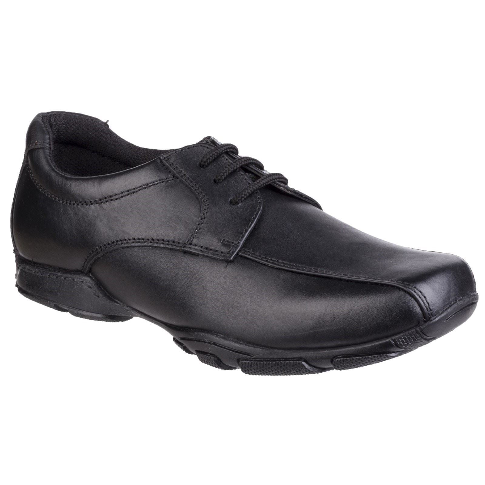 Hush Puppies Vincente Senior Chaussures Noires Pour Garçons En Cuir