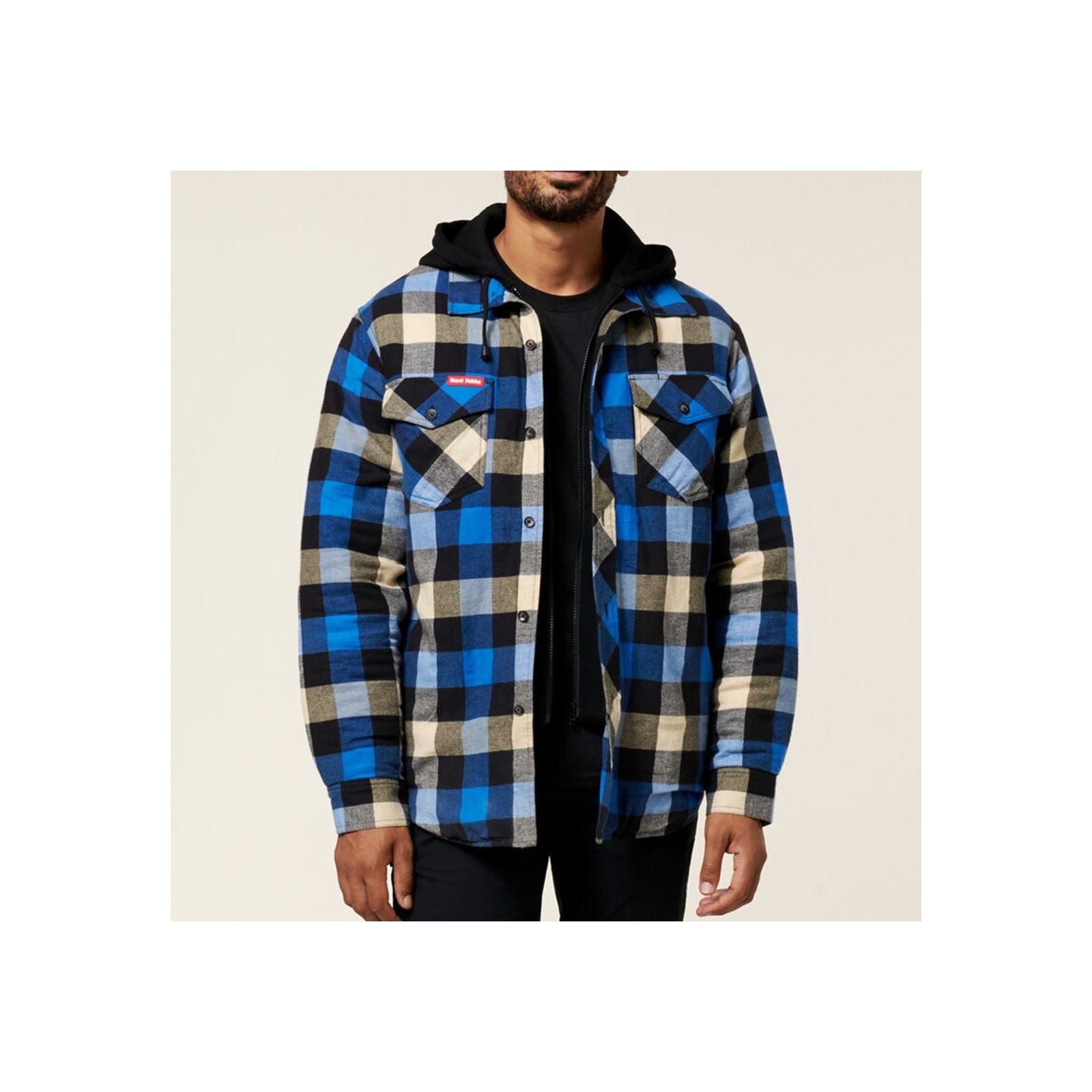 Hard Yakka Quilted Flannel Shacket Veste Chemise Bleue Pour Homme