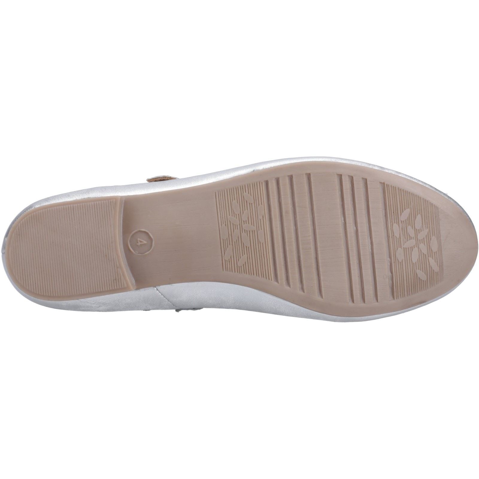 Hush Puppies Nancy Mary Jane Chaussures Plates En Cuir Pour Femmes Couleur Argent