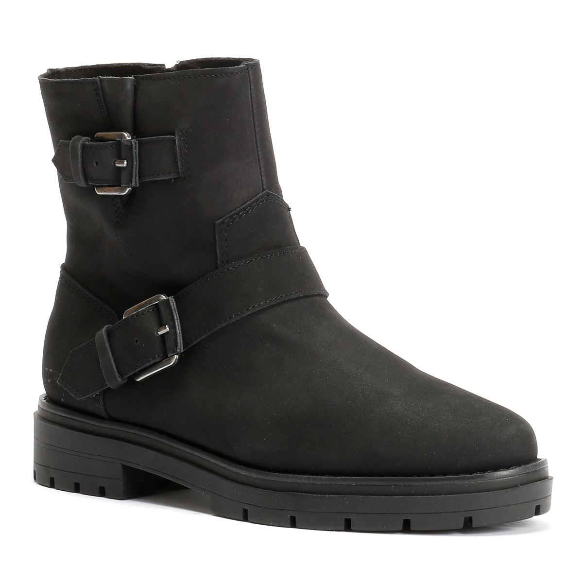 TOMS Ionie Moto Bottes Noires En Nubuck Pour Femmes