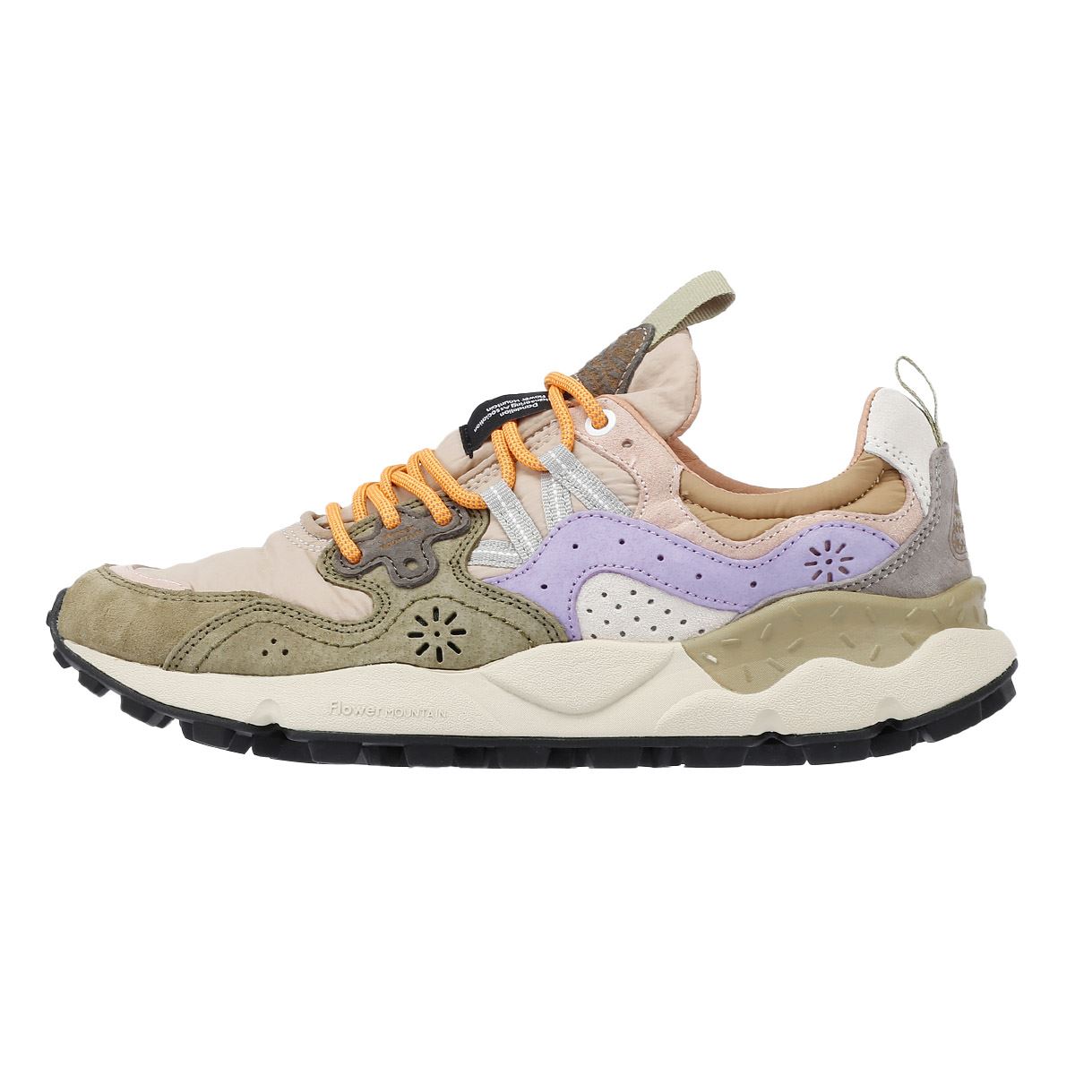 Flower Mountain Yamano 3 Baskets En Daim Vert Militaire/Taupe/Violet