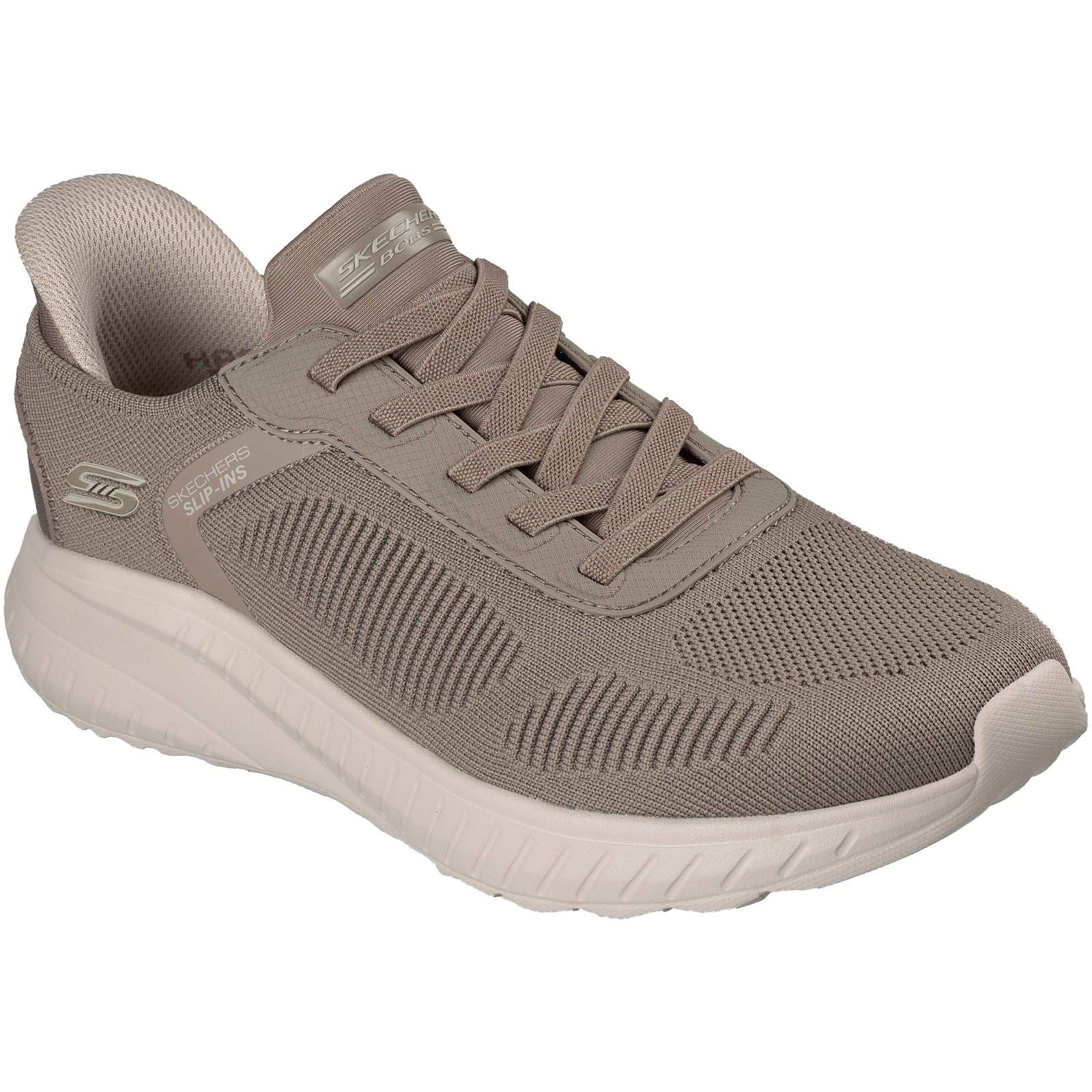 Skechers BOBS Sport Squad Chaos Solid Step Baskets Pour Homme En Taupe Foncé Textile