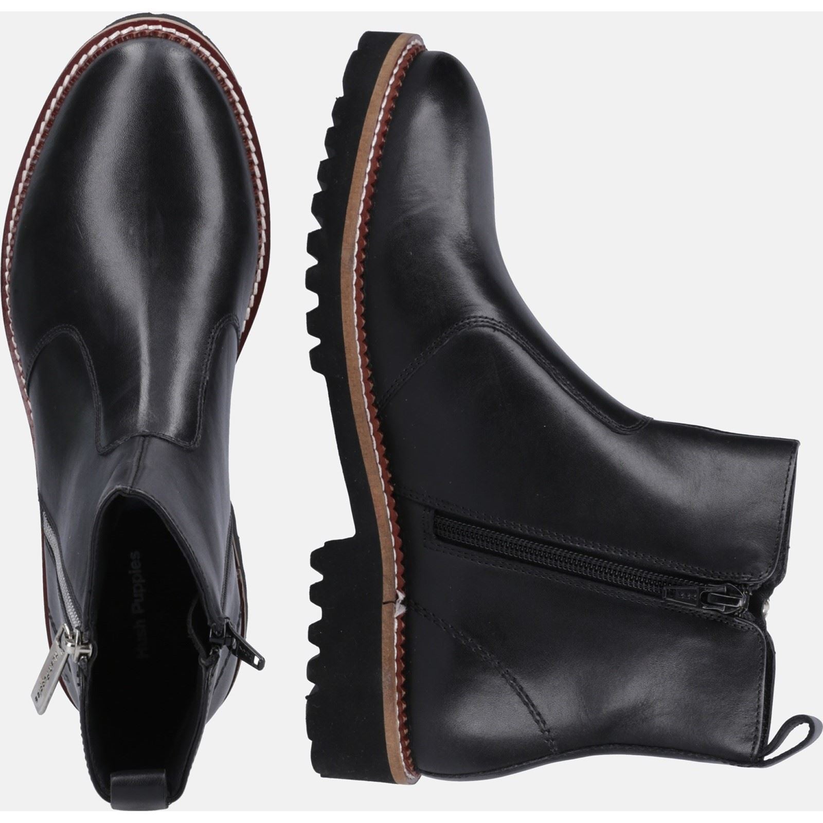 Hush Puppies Grace Zip Bottes En Daim Noir Pour Femmes