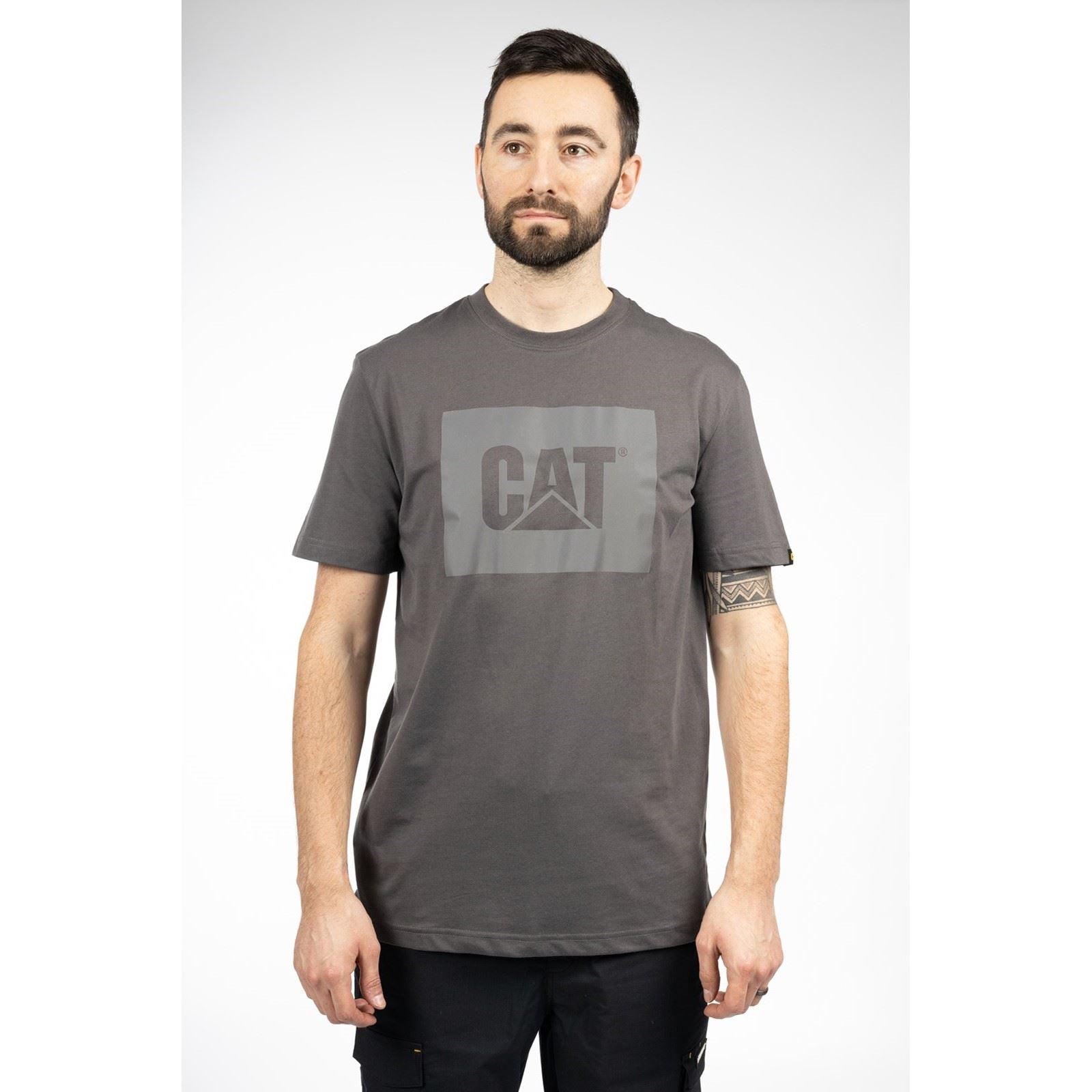 Caterpillar Graphic T-Shirts À Manches Courtes Grises Pour Hommes En Coton