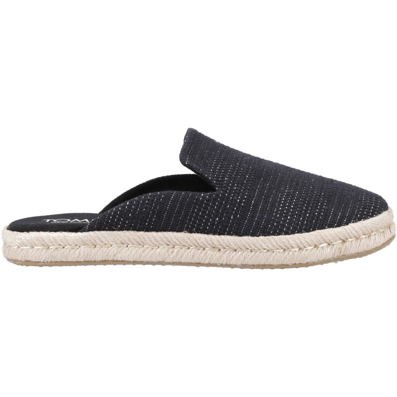 TOMS Santiago Mule Chaussons Métalliques Noirs Pour Femmes En Textile