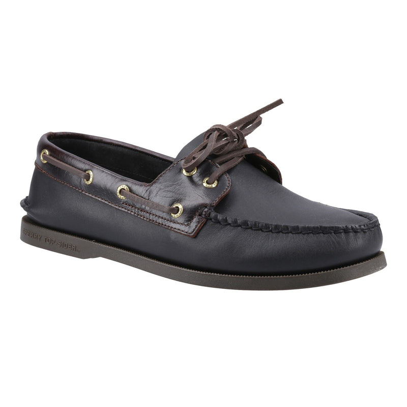 Sperry Authentic 2 Eye Chaussures Bateau Pour Homme En Cuir Amaretto/Noir