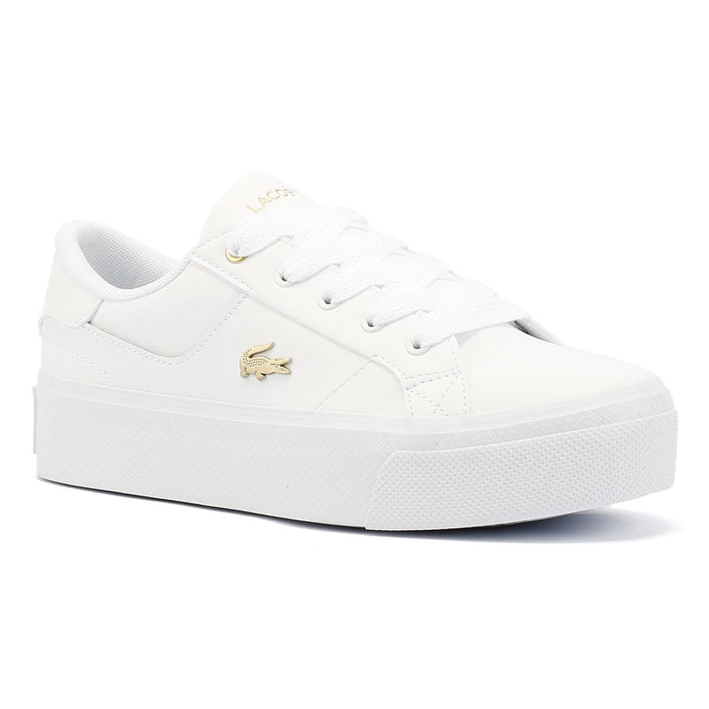 Lacoste Ziane Platform Baskets Blanches En Cuir Pour Femmes