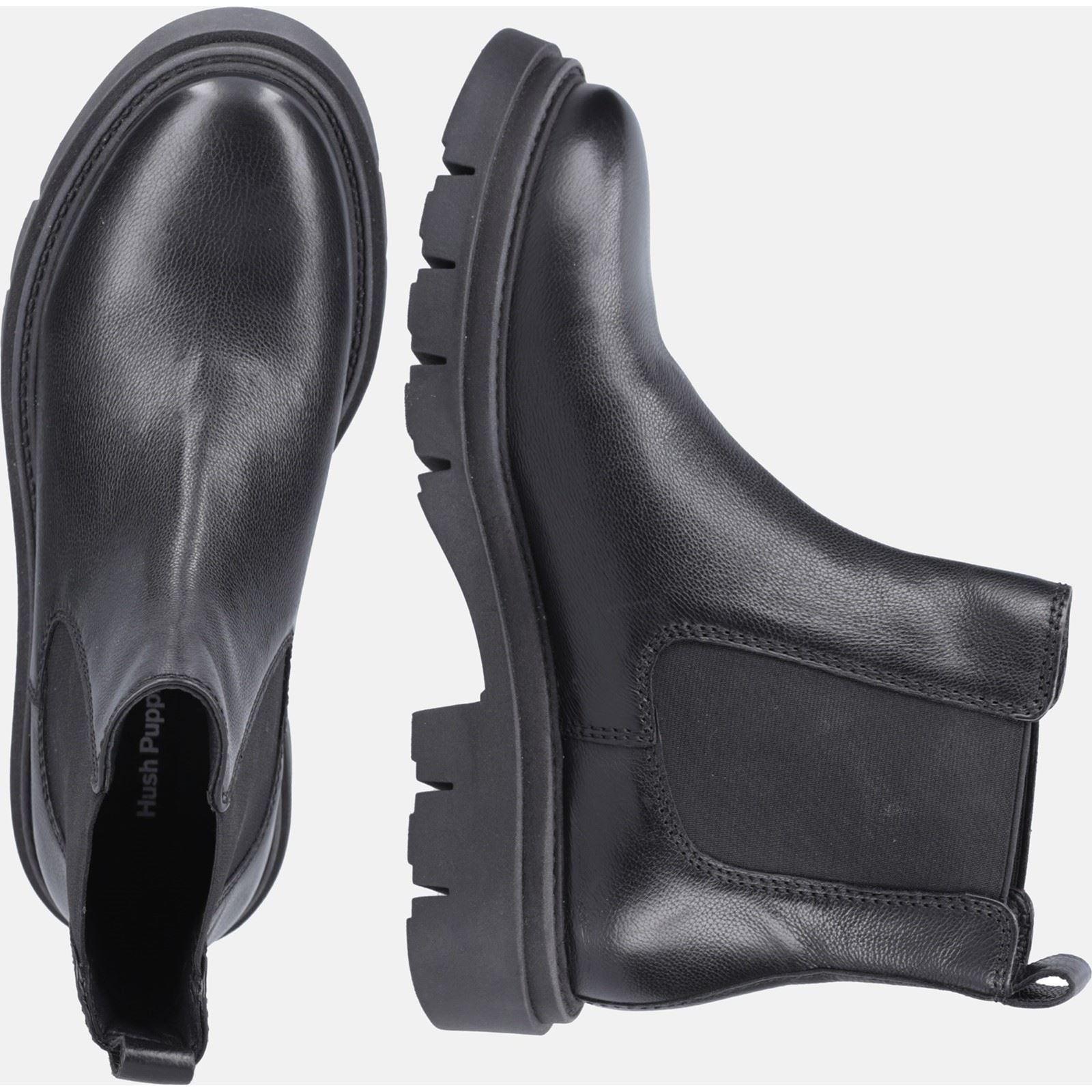 Hush Puppies Raya Chelsea Bottes Noires En Cuir Pour Femmes