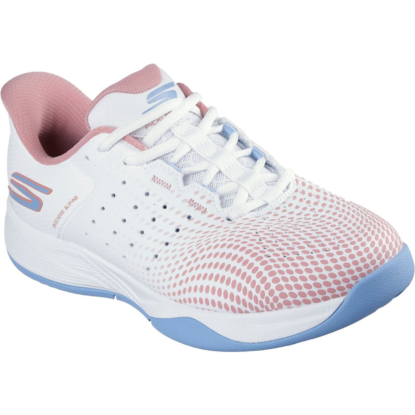 Skechers Performance Slip-ins Relaxed Fit Viper Court Reload Sneakers Pour Femmes En Polyuréthane Blanc/bleu Clair/rose