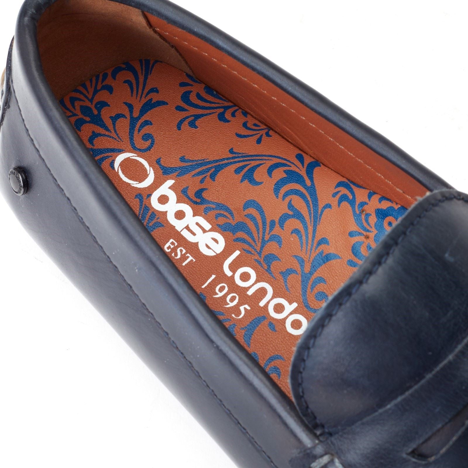 Base London Collins Mocassins En Cuir Pour Hommes Bleu Marine