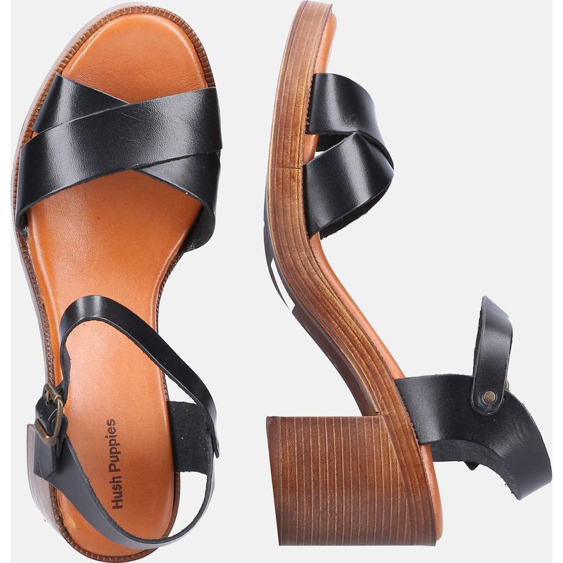 Hush Puppies Georgia Sandales Noires Pour Femmes En Cuir