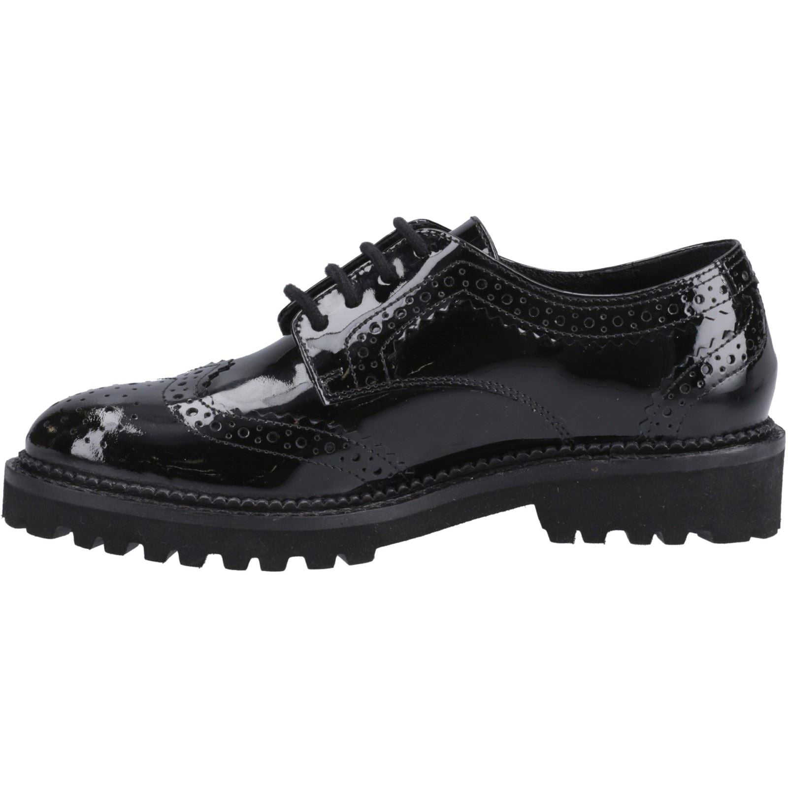 Hush Puppies Gabi Lace Up Chaussures Noires Pour Filles En Cuir