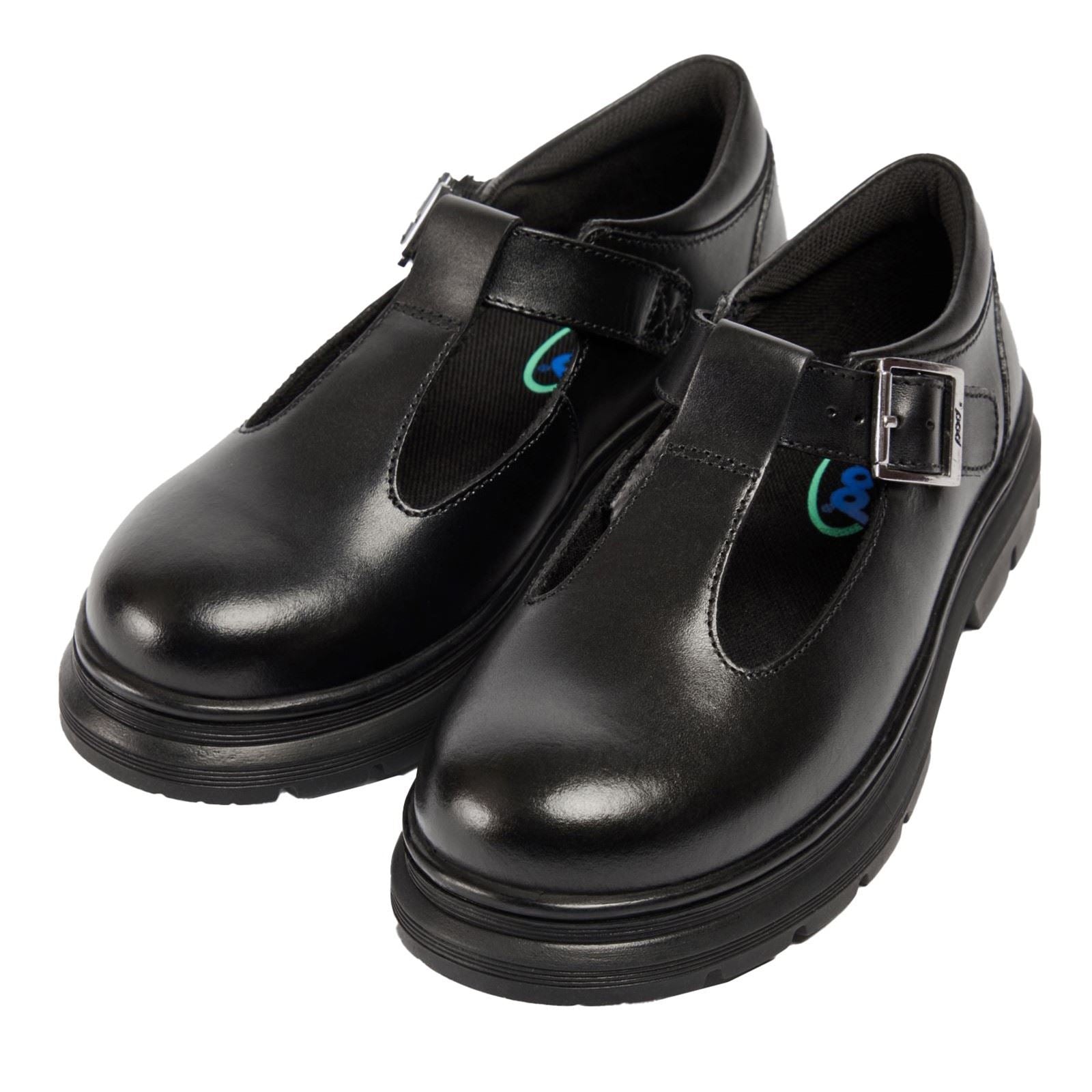 Pod Emilie Chaussures Plates Noires Pour Filles En Similicuir