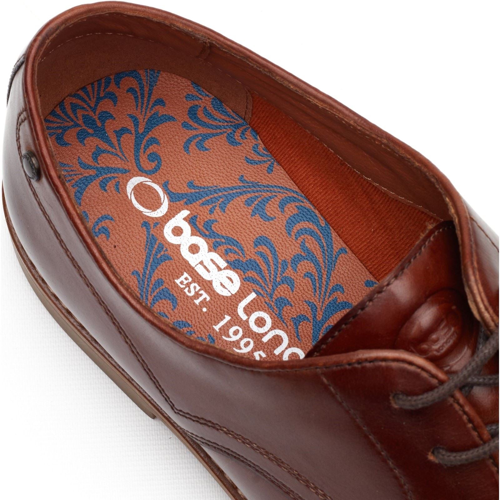 Base London Strand Lace Up Chaussures En Cuir Pour Hommes En Tan Brûlé À Lacets