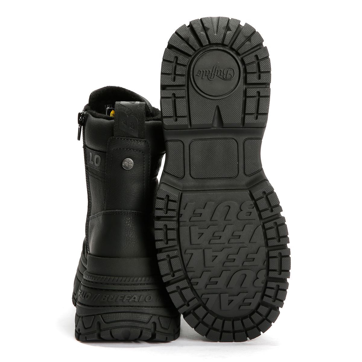 Buffalo Fusion Front Zip Bottes Noires Pour Femmes