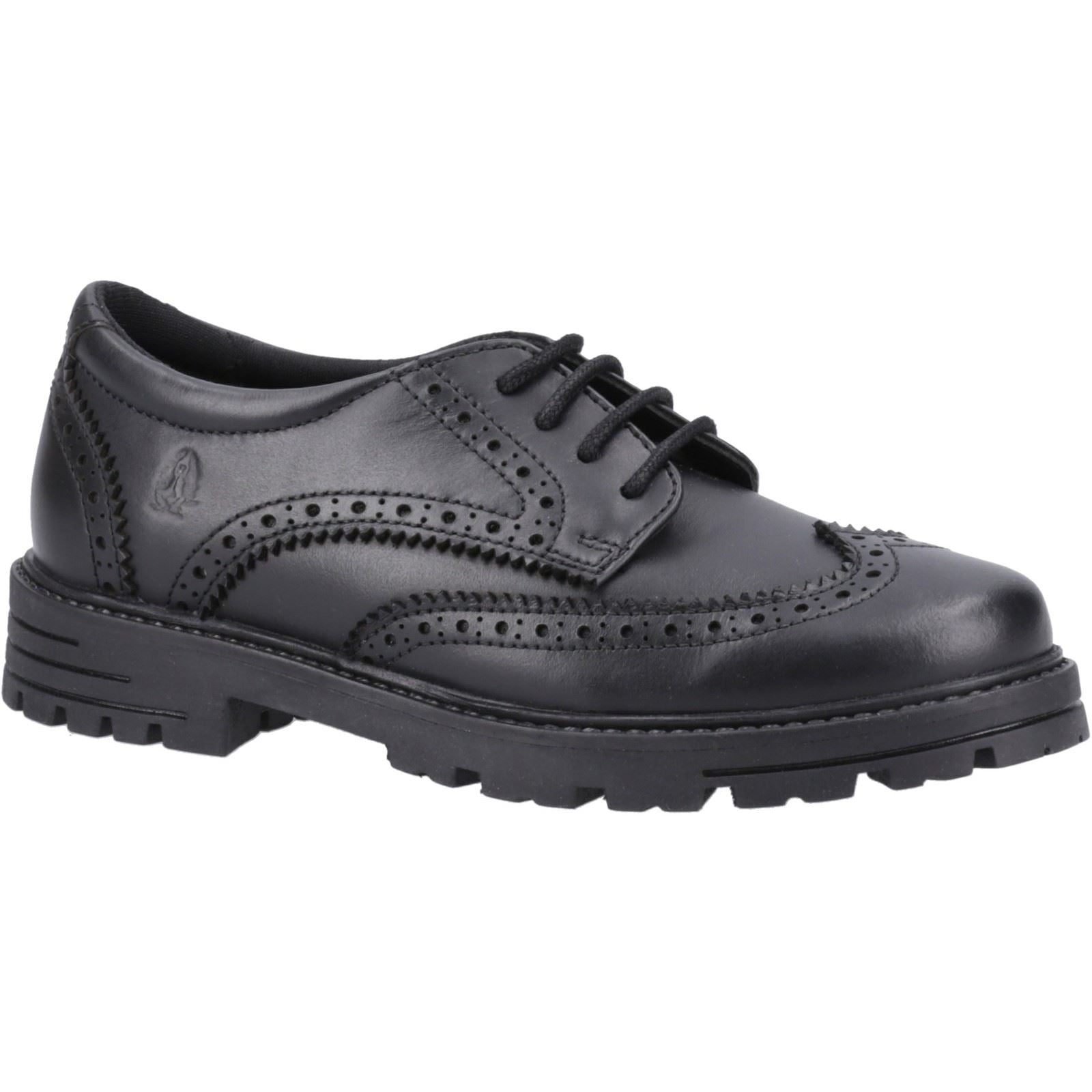 Hush Puppies Maxine Junior Chaussures Noires Pour Filles En Cuir