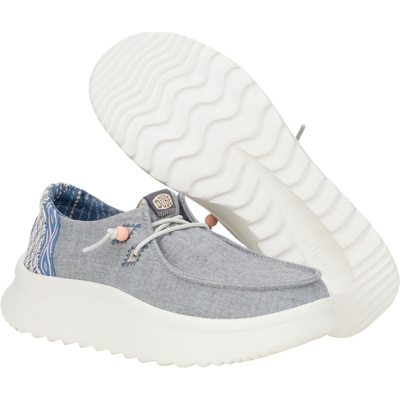 HEYDUDE Wendy Peak Chambray Woven Loafers Gris En Polyester Pour Femmes