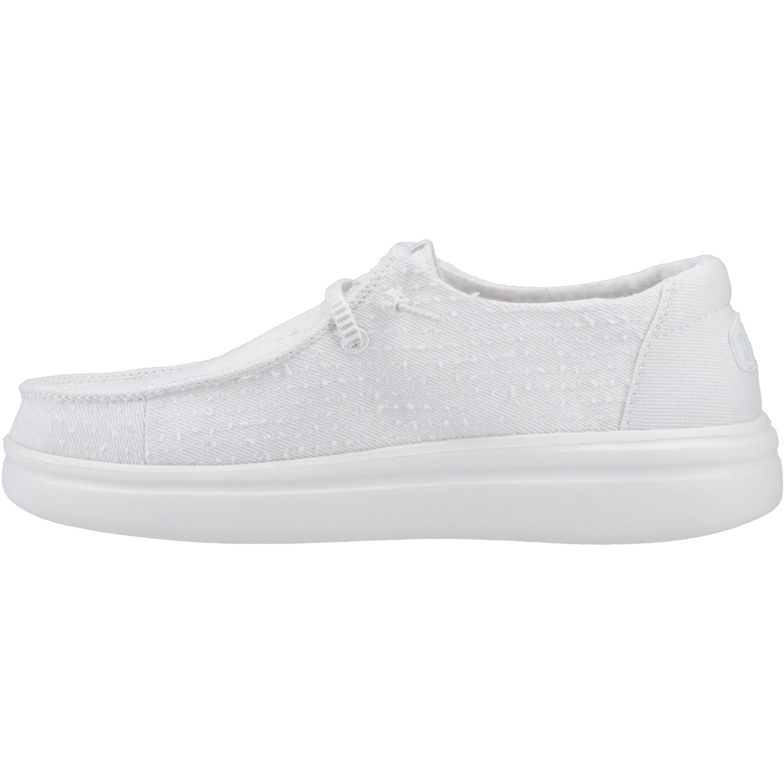 HEYDUDE Wendy Rise Perf Canvas Chaussures Mocassins Blanches Pour Femmes En Mélange De Polyester