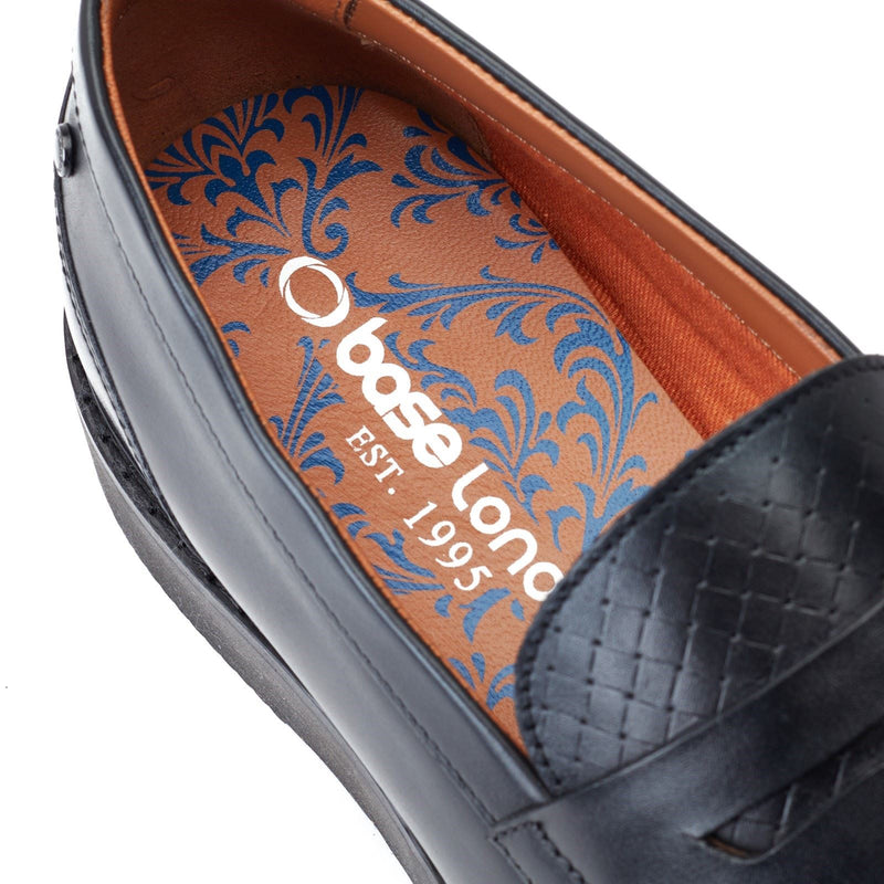 Base London Sid Mocassins Noirs En Cuir Pour Hommes