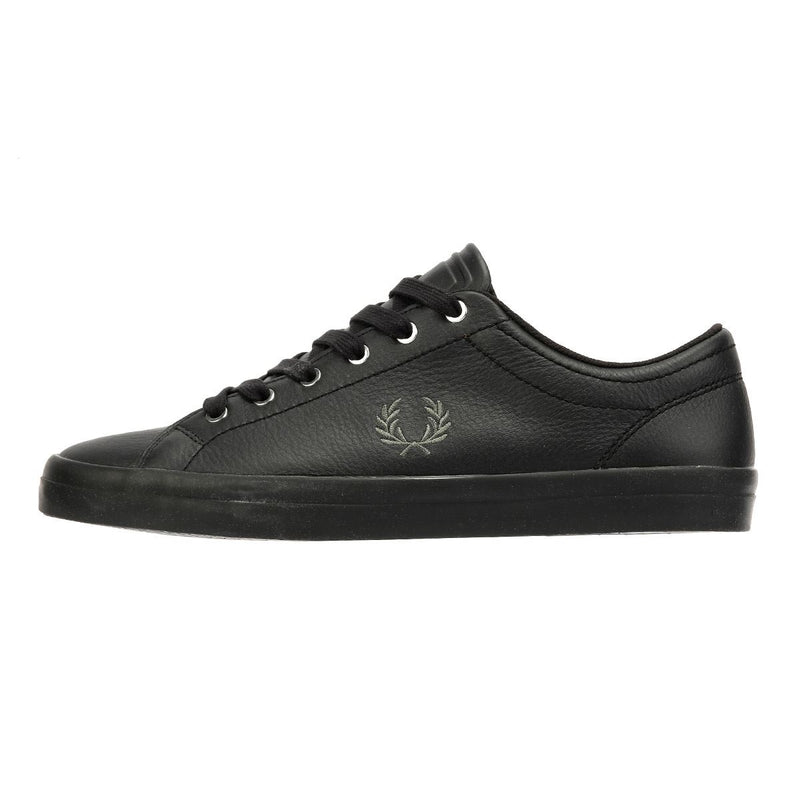 Fred Perry Baseline Baskets En Cuir Noir Pour Hommes