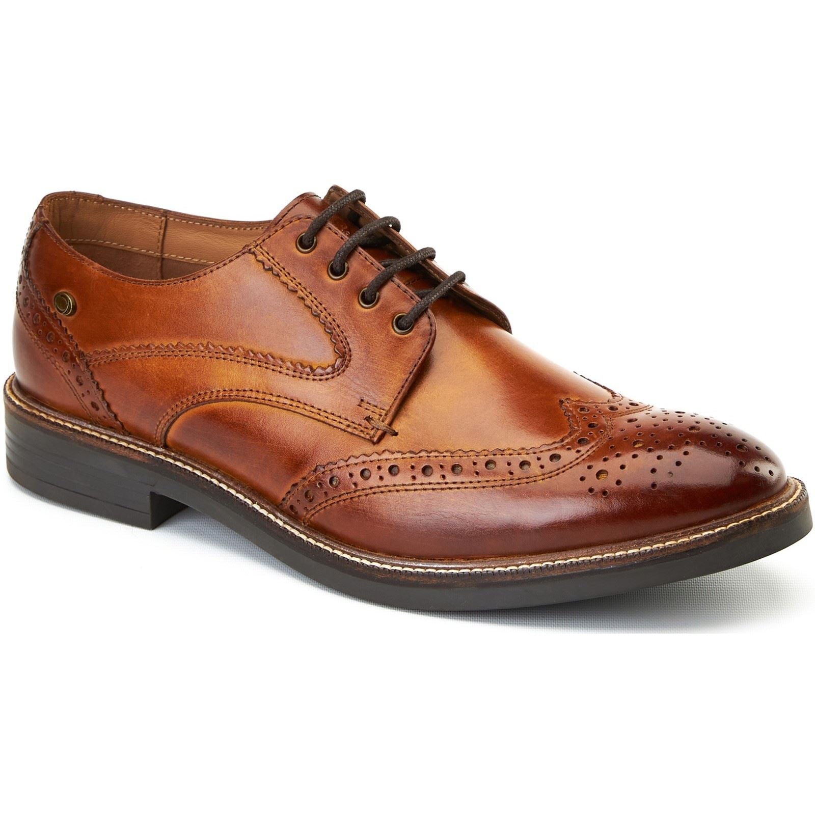 Base London York Chaussures Richelieu En Cuir Brûlé Pour Hommes