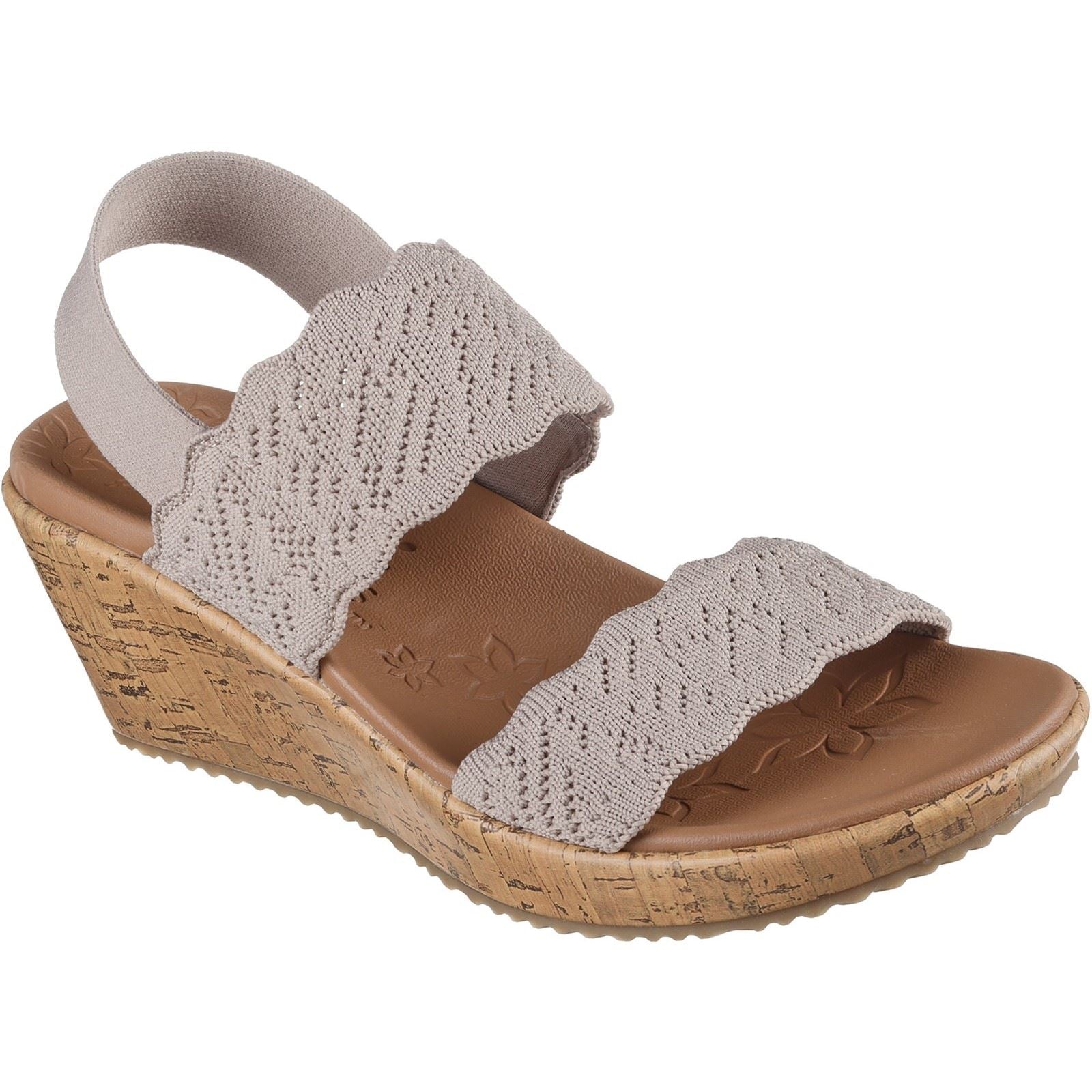 Skechers Beverlee Timeless Touch Sandales Pour Femme En Textile De Couleur Taupe