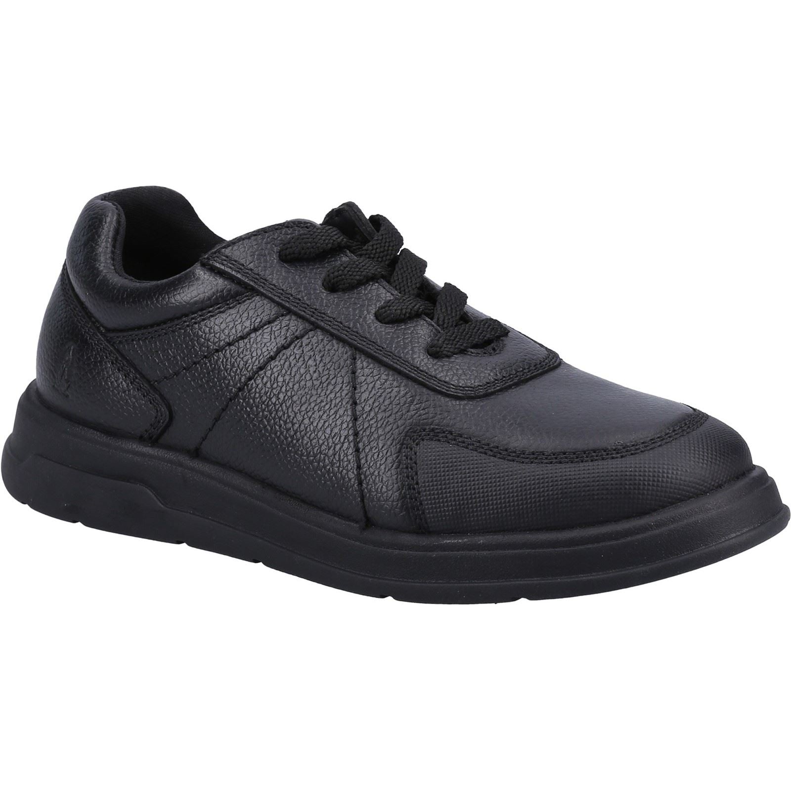 Hush Puppies Robert SNR Chaussures Noires Pour Garçons En Cuir À Lacets