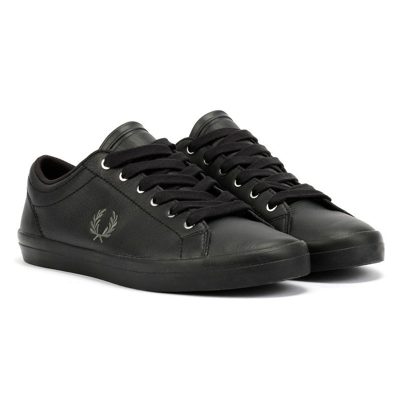 Fred Perry Baseline Baskets En Cuir Noir Pour Hommes