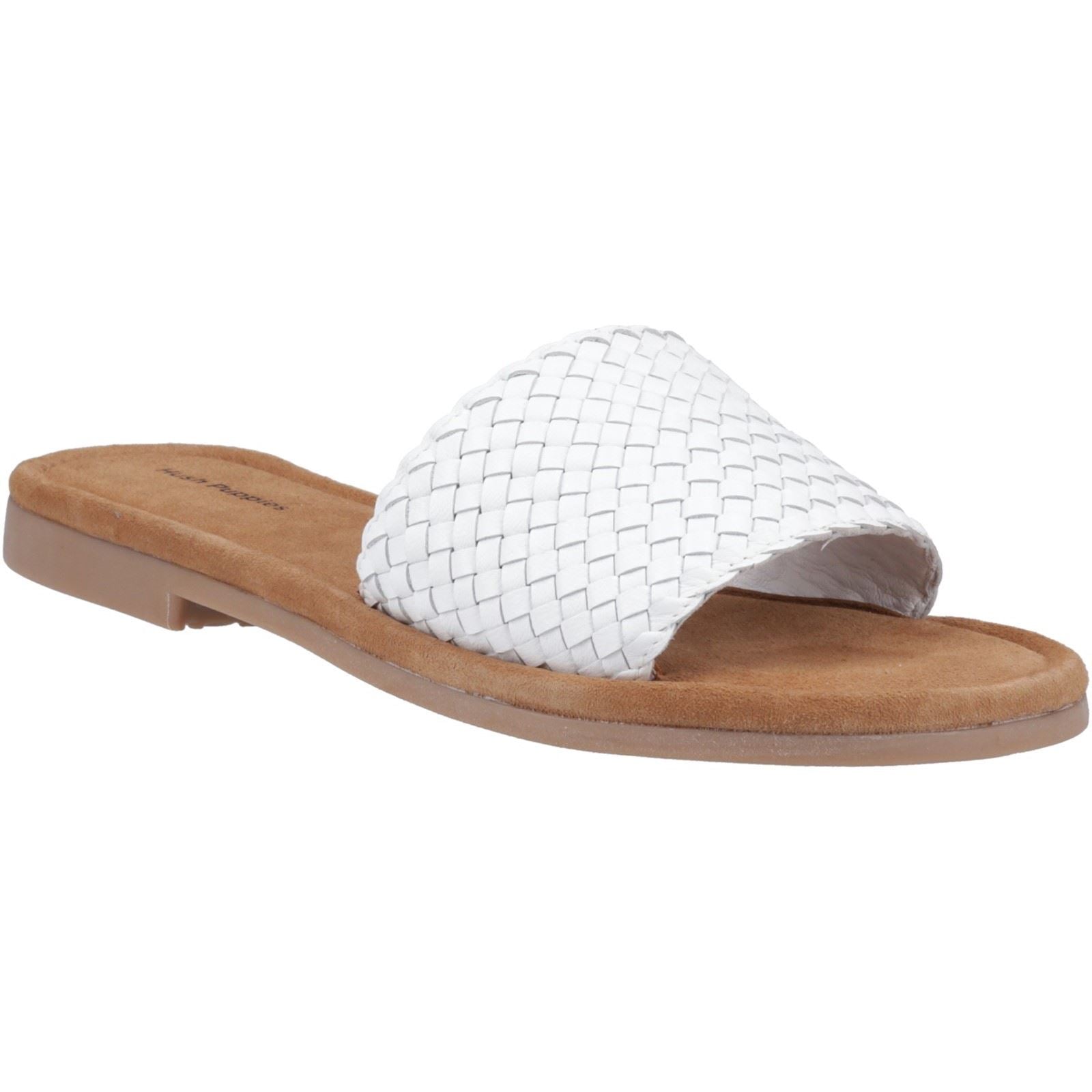 Hush Puppies Hetty Slide Sandales Blanches Pour Femmes En Cuir
