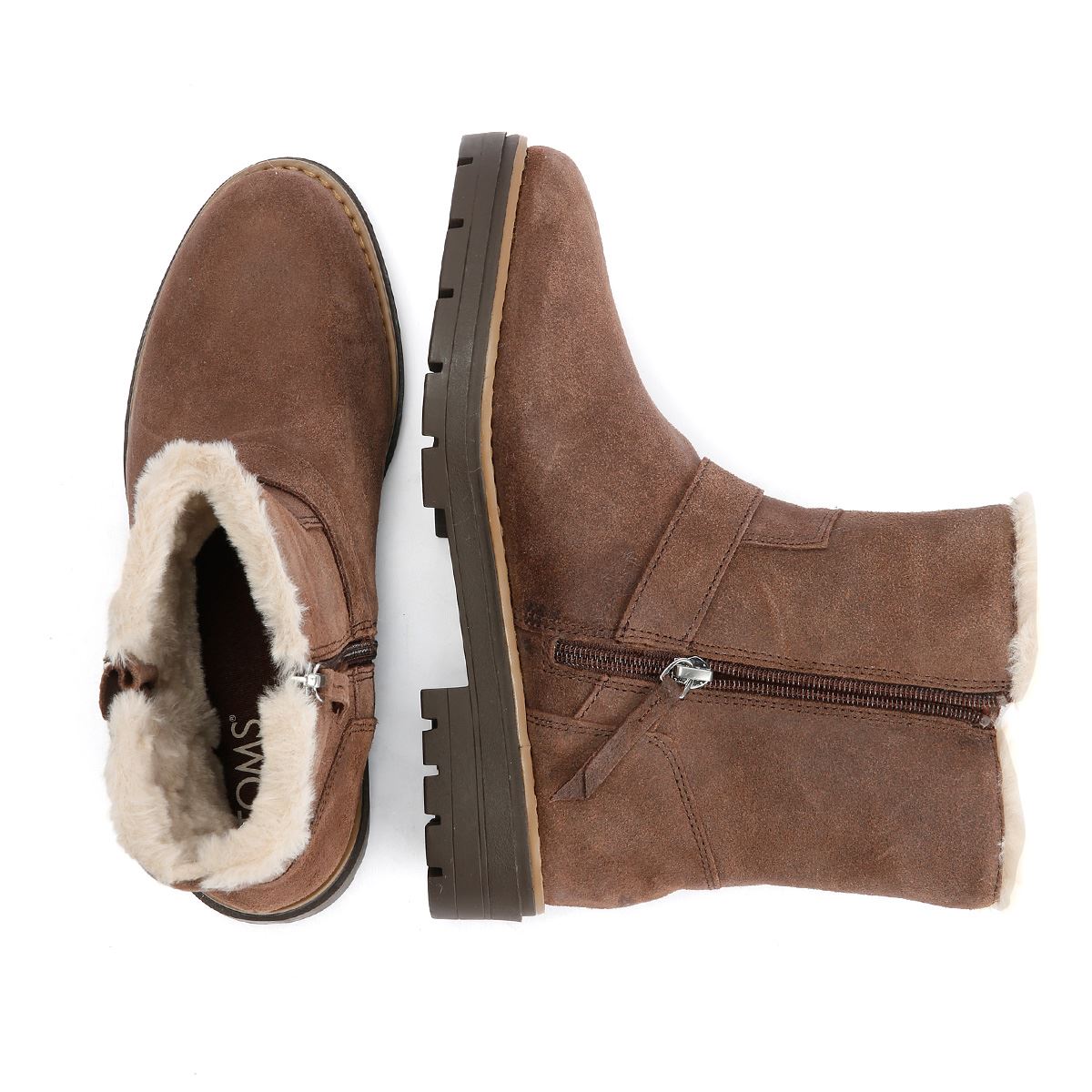 TOMS Ionie Moto Bottes Brunes Pour Femmes En Suede
