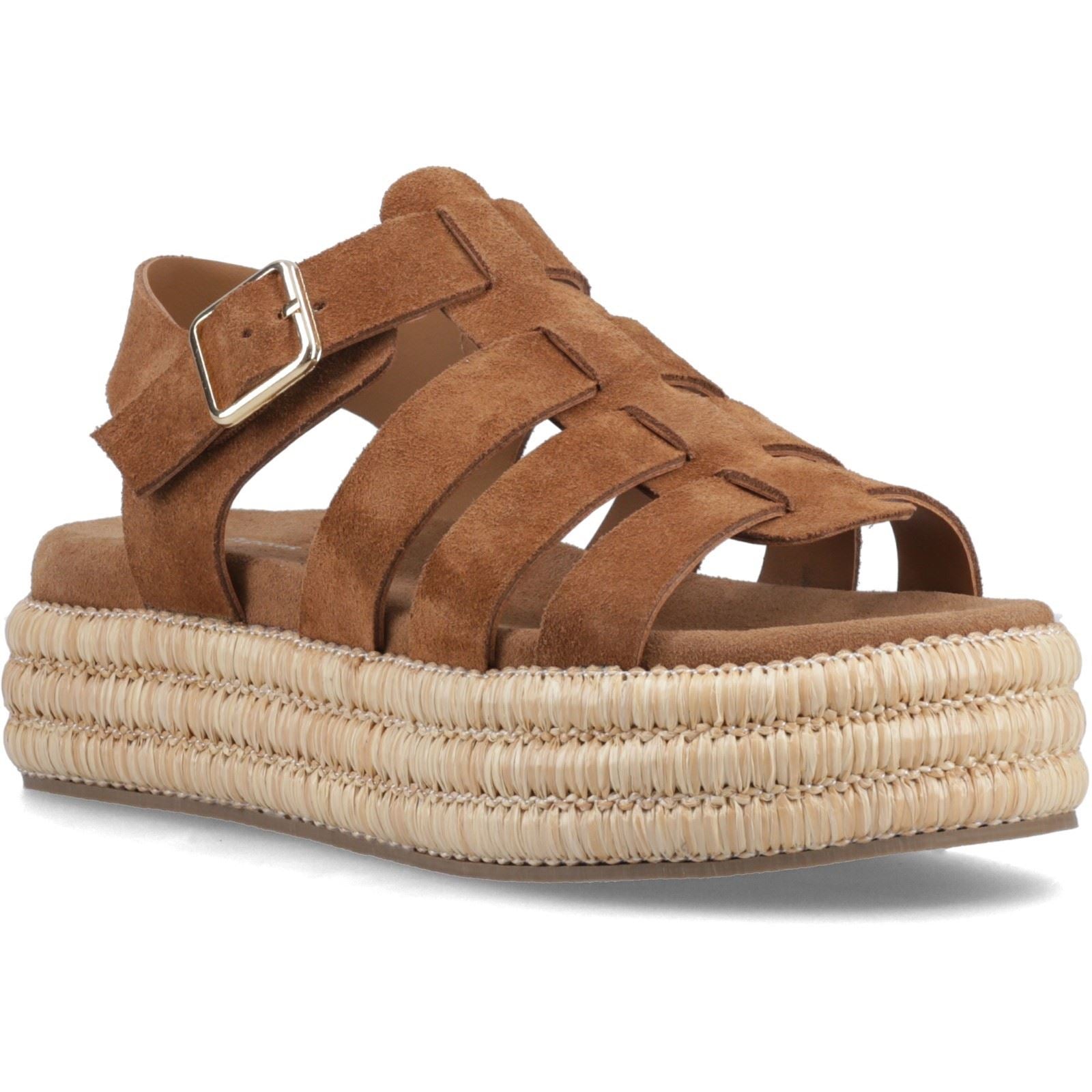 Hush Puppies Rosetta Gladiator Sandales En Cuir Pour Femmes Couleur Caramel
