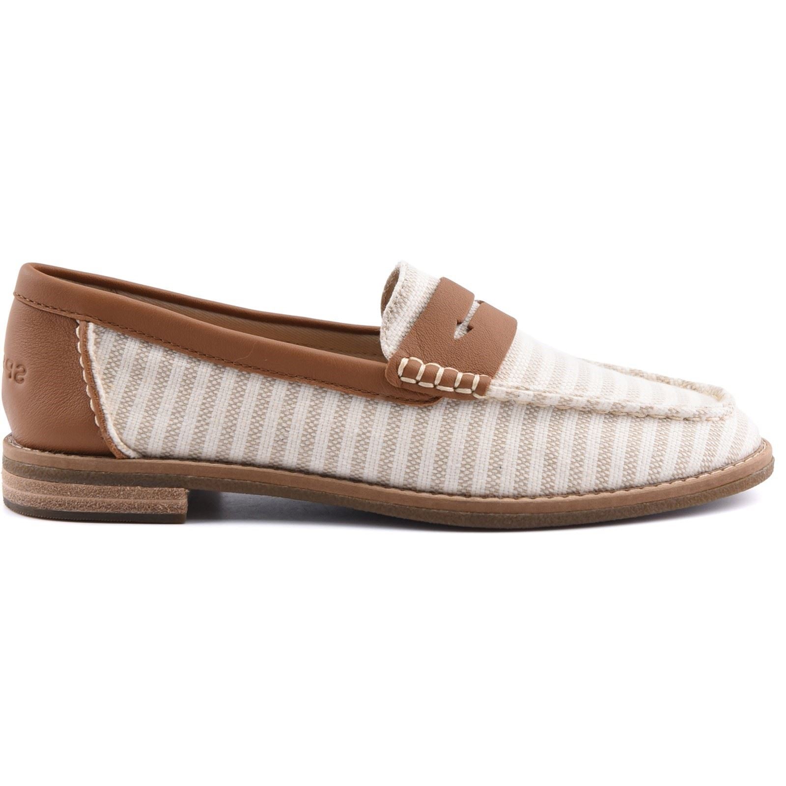 Sperry Port Driving Mocassins Femmes Blancs/Marron En Textile