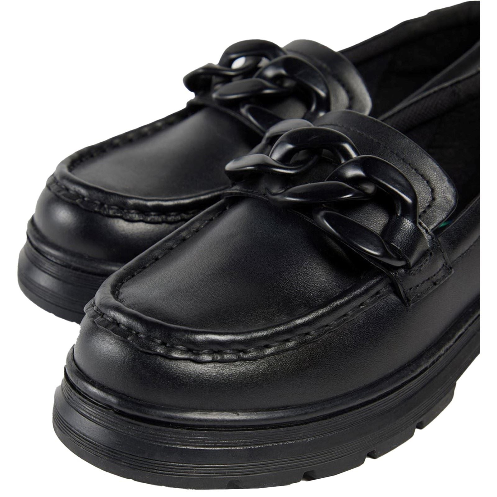 Pod Mina Chaussures Plates Noires Pour Filles En Cuir