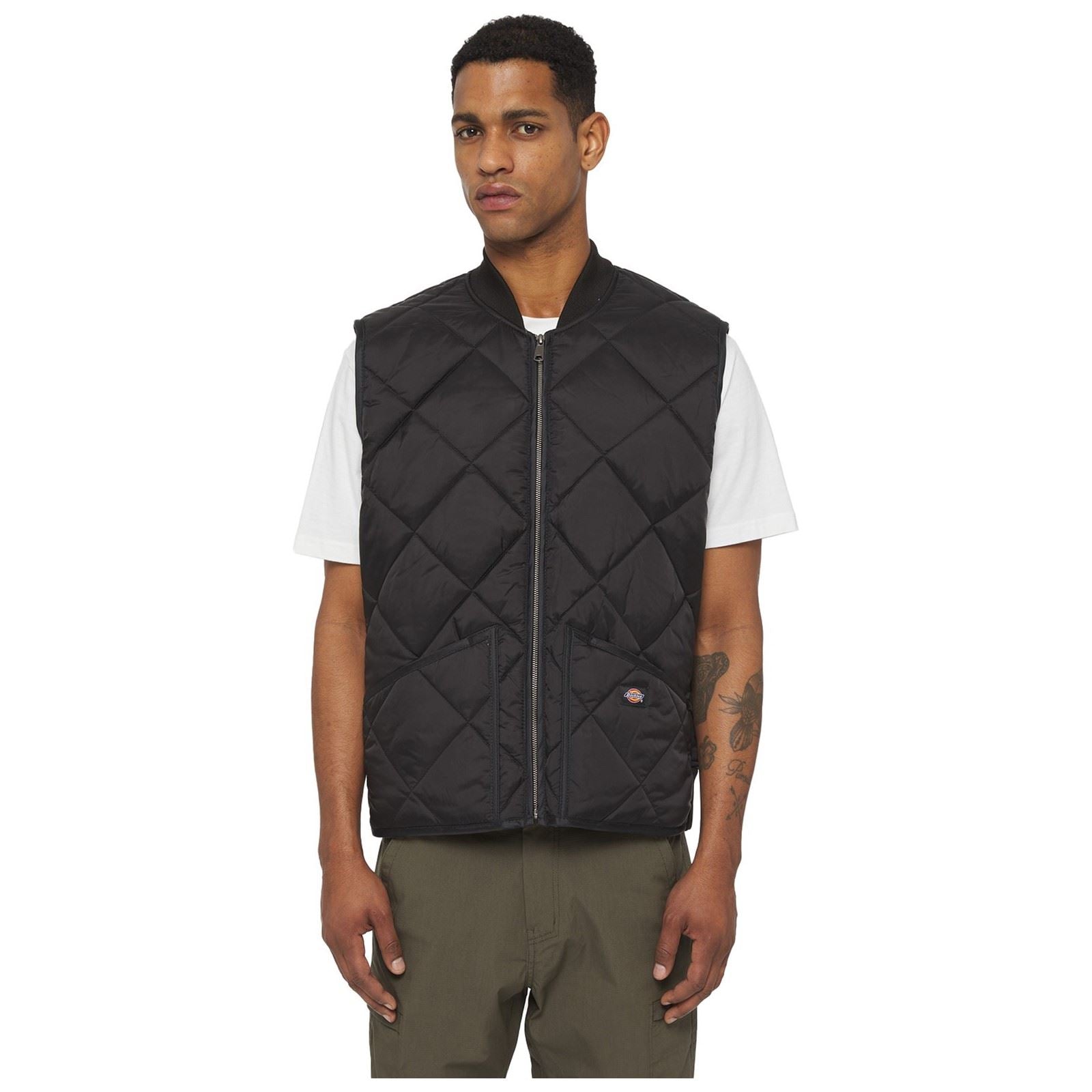 Dickies Diamond Quilted Vest Gilets Noirs Pour Hommes