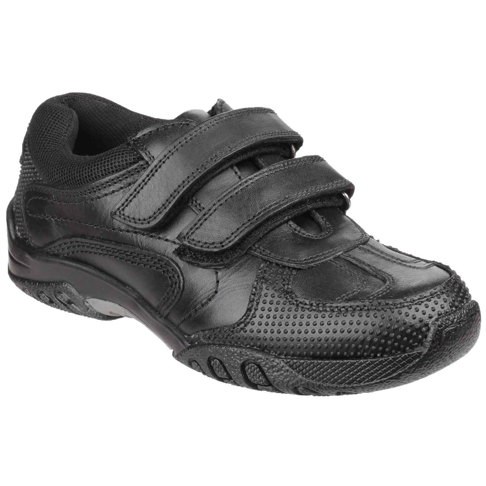 Hush Puppies Jezza Junior Chaussures Noires Pour Garçons En Cuir