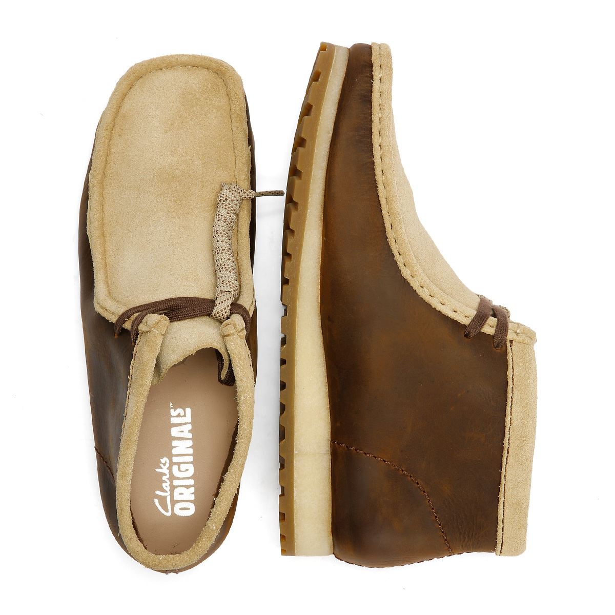 Clarks Originals Wallabee RB Combi Bottes En Cuir Marron Pour Homme