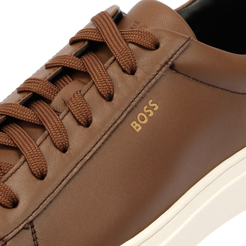 Boss Kieran Tennis Baskets En Cuir Marron Pour Hommes