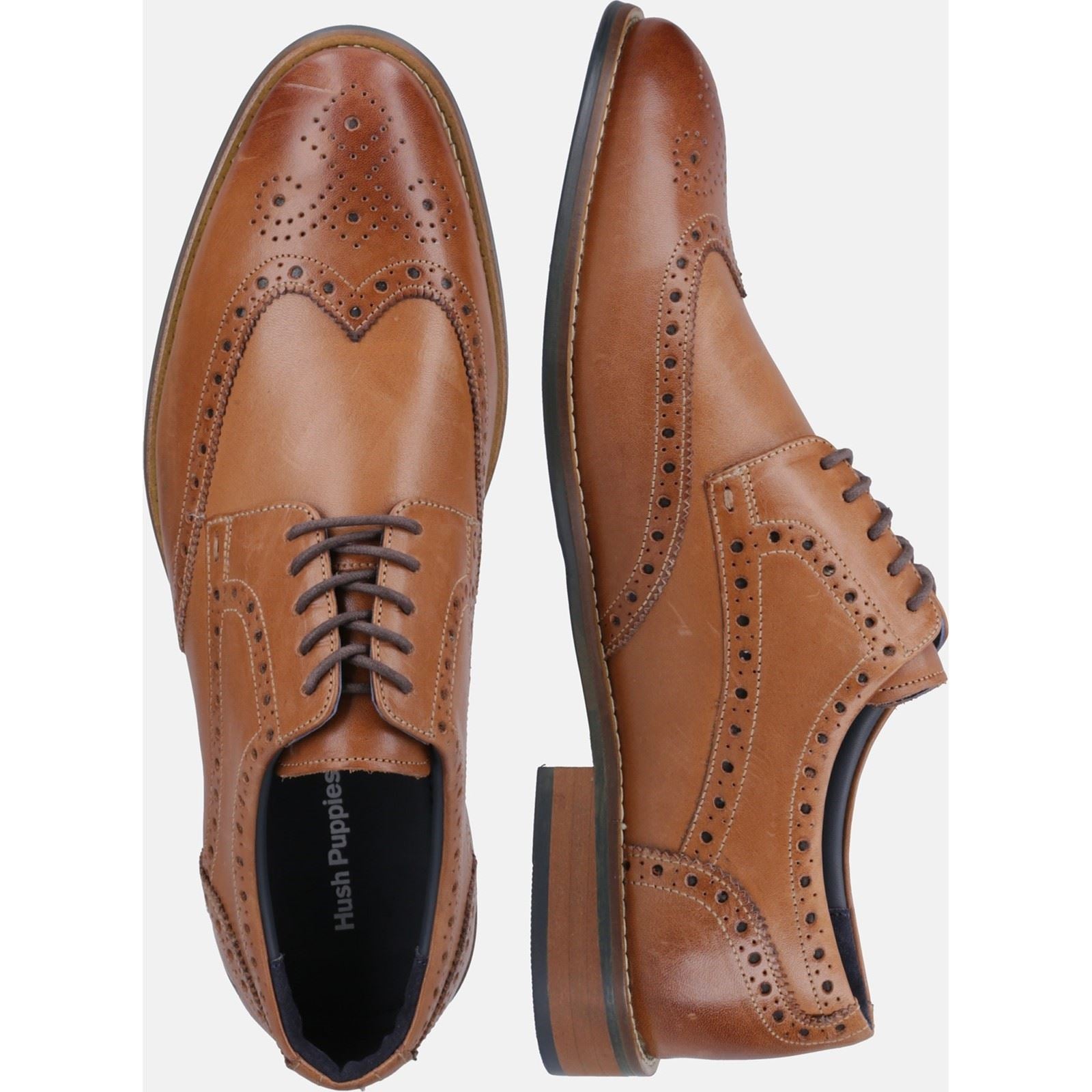 Hush Puppies Dustin Brogue Chaussures Richelieu Homme En Cuir Marron Clair