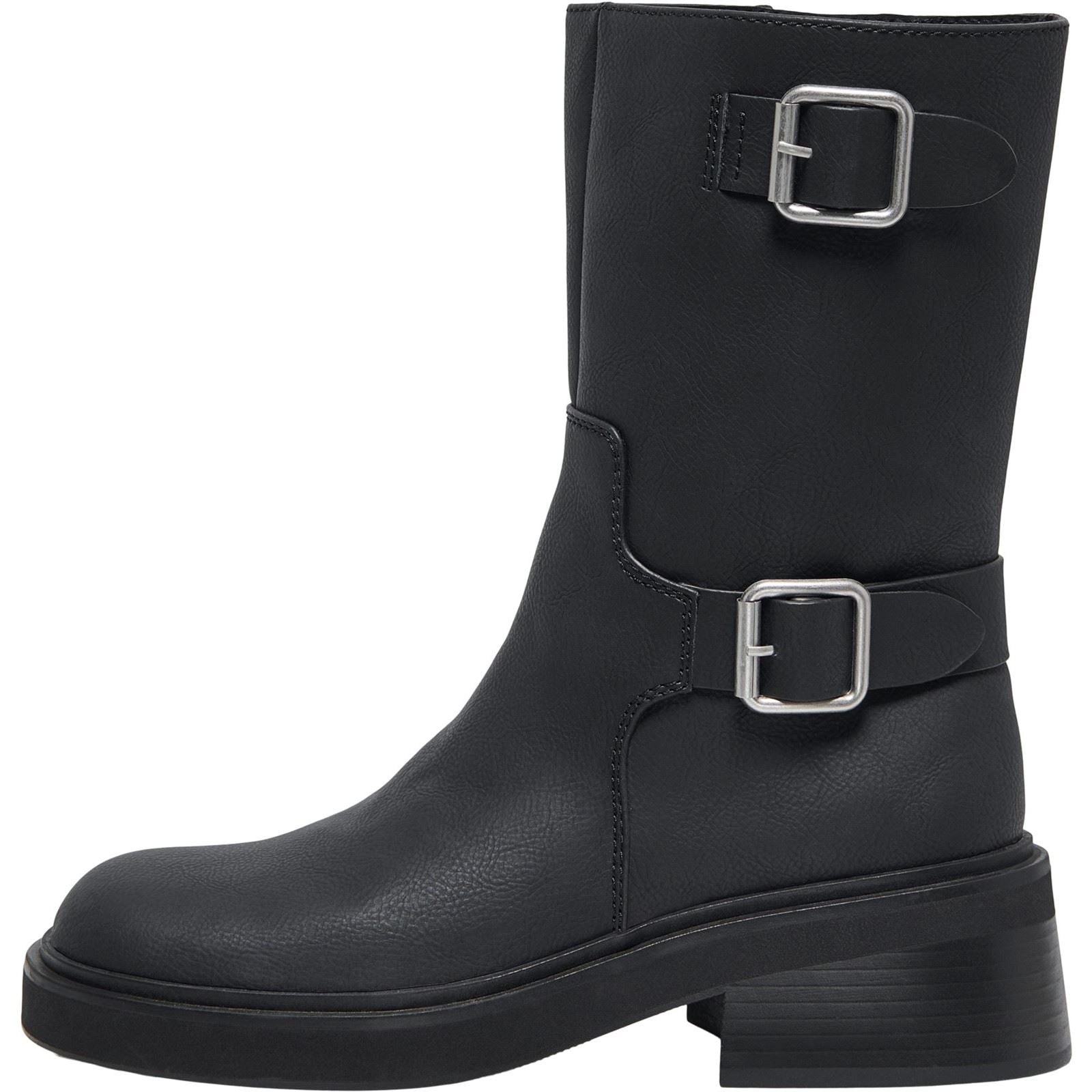 ONLY BUTTER-2 Bottes Noires À Talons En Polyuréthane Pour Femmes Mi-Mollet